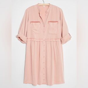 Anthropologie Cloth & Stone Lila Chambray Shirtdress Rose Pockets (Size PS)